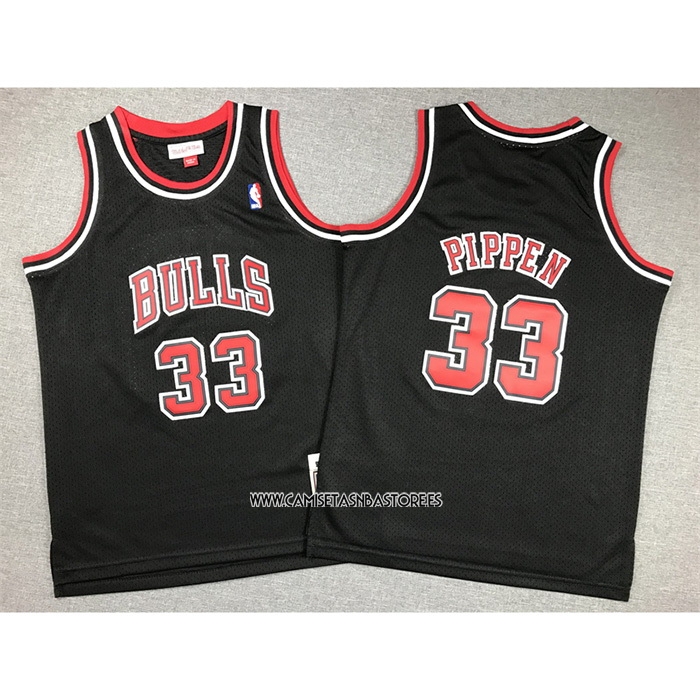 Scottie Pippen NO 33 Camiseta Nino Chicago Bulls Mitchell & Ness 1997-98 Negro
